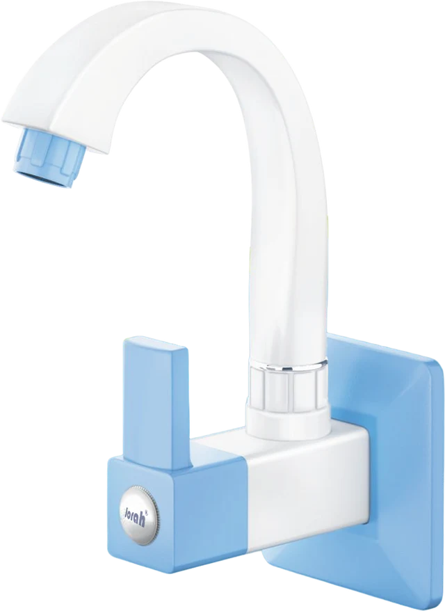 Jorah Square series PTMT sink cock in white and blue